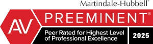 Martindale-Hubbell AV Preeminent 2025, peer rated for highest level of professional excellence